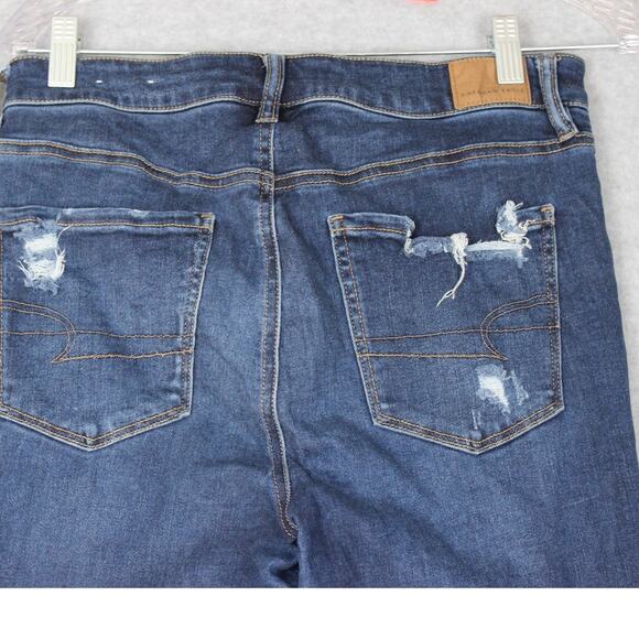 American Eagle Women's 8 Long Blue Distressed Next Level Stretch Hi Rise Jegging - Picture 8 of 8
